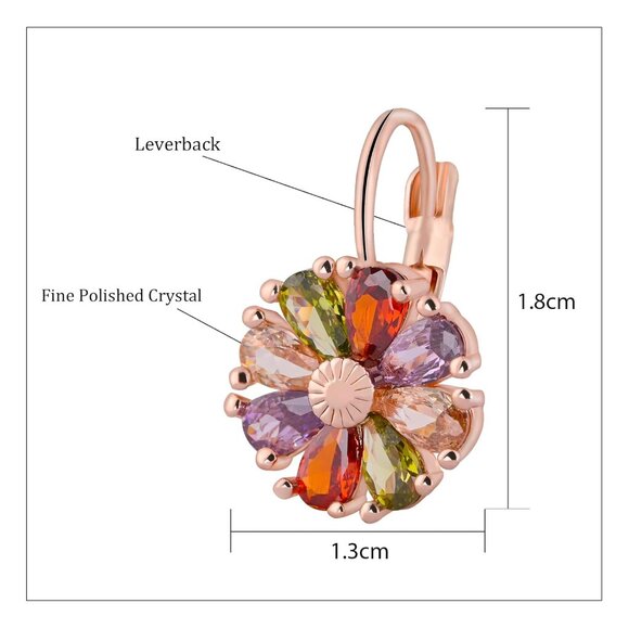 Women's Multi Trendy Beautiful Unique Flower Leverback Vintage Floral Earrings - Picture 4 of 7